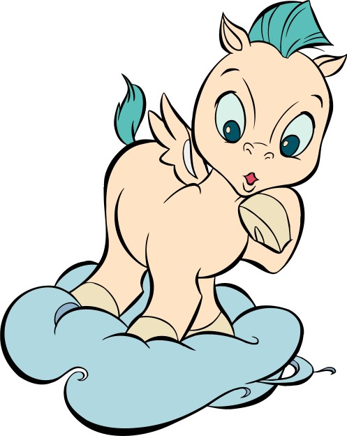 Download Surprised rosy pegasus on blue fluffy cloud tattoo design ...