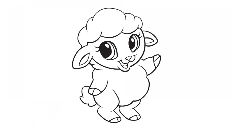 Sweet animated outline baby sheep tattoo design