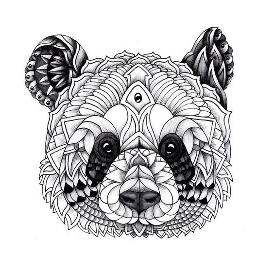 Sweet black-and-white decorated animal muzzle tattoo design