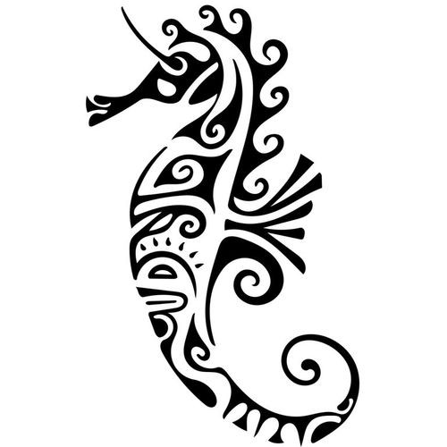 Sweet black tribal seahorse tattoo design