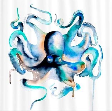 Sweet blue watercolor octopus tattoo design