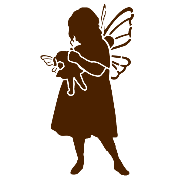 Sweet brown fairy girl silhouette with a doll tattoo design