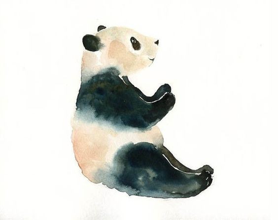 Sweet dreaming watercolor panda in profile tattoo design