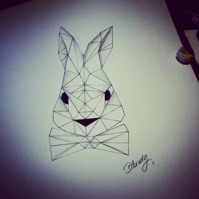 Sweet geometric hare muzzle tattoo design