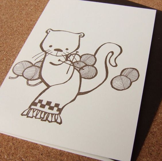 Sweet knitting rodent with clews tattoo design