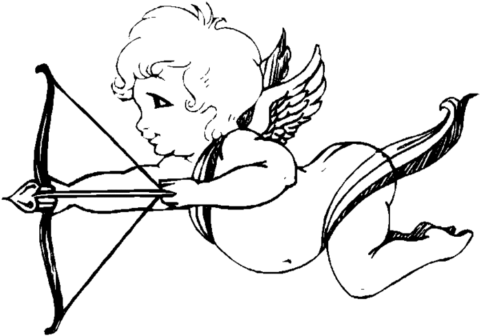 Sweet outline cherub angel with plump belly tattoo design