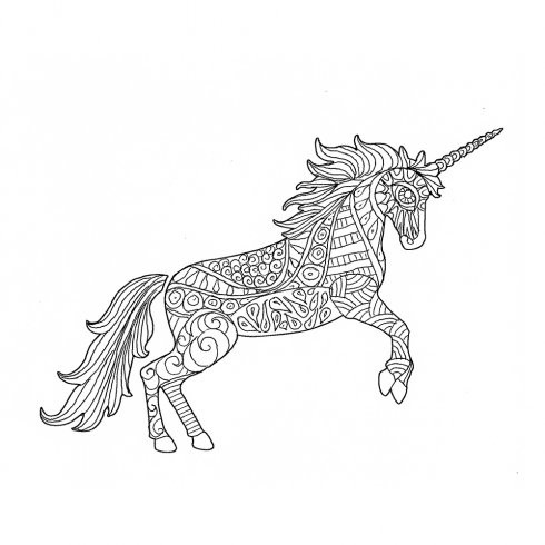 Sweet outline patterned unicorn tattoo design