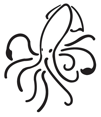 Sweet outline squid water animal tattoo design by Puka23
