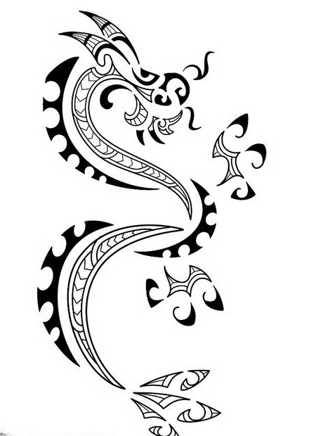 Desenho de tatuagem de dragão estilo polinésio doce