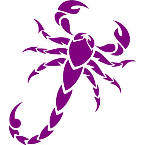 Sweet purple-color scorpion tattoo design