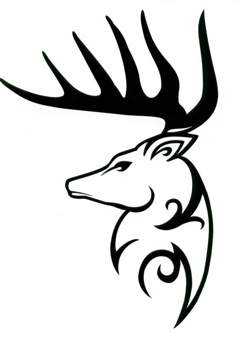 Sweet tribal deer head in profile tattoo design