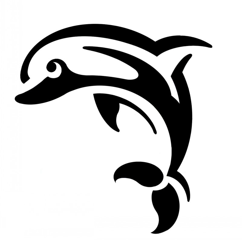 Sweet tribal jumping dolphin tattoo design