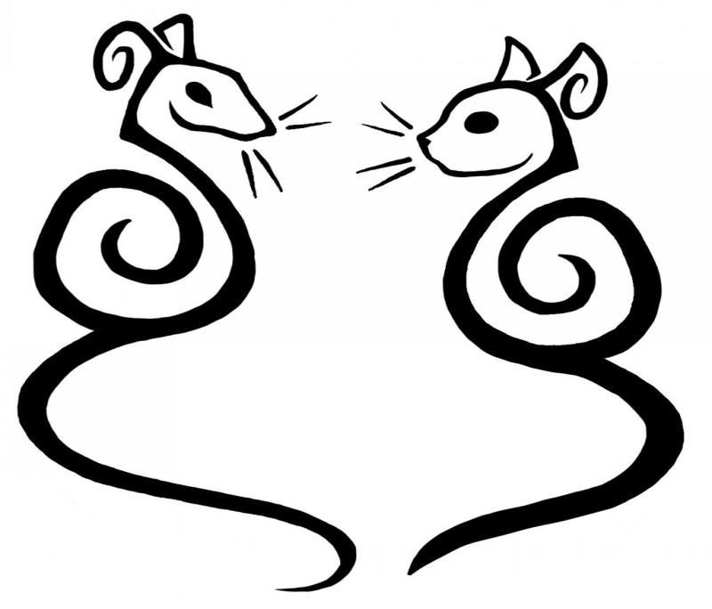 Sweet tribal rodent couple tattoo design by Toaster Rocket