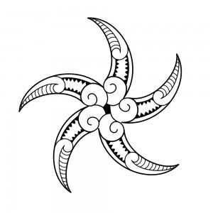 Swirly black-and-white printed starfish tattoo design