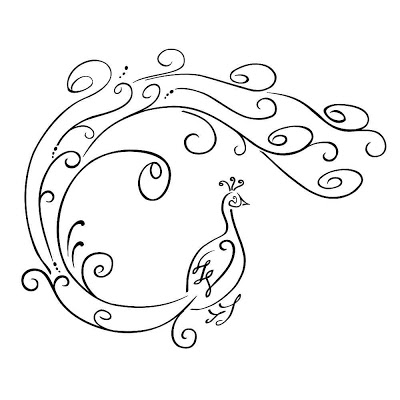 Swirly outline peacock tattoo design - Tattooimages.biz