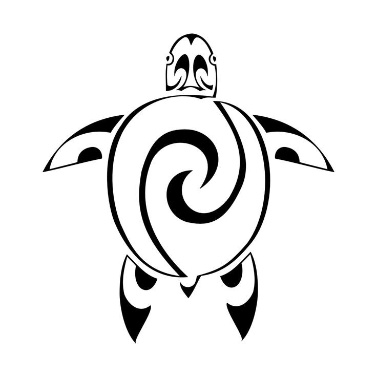 Swirly shelled tribal turtle tattoo design