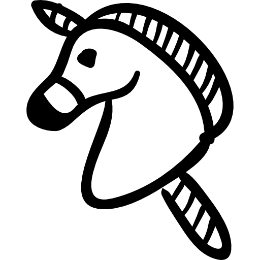 Thick black-line unicorn toy tattoo design