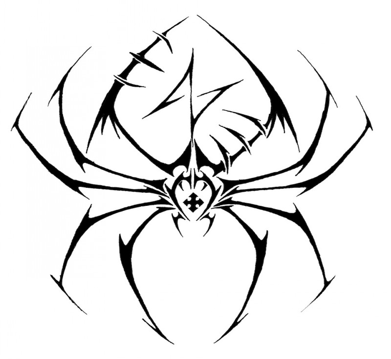 Thin-leggen tribal spider tattoo design
