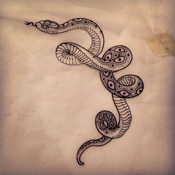 Thin small crawling snake tattoo design