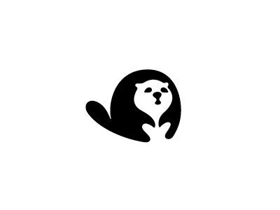 Tiny black-and-white rodent logo tattoo design