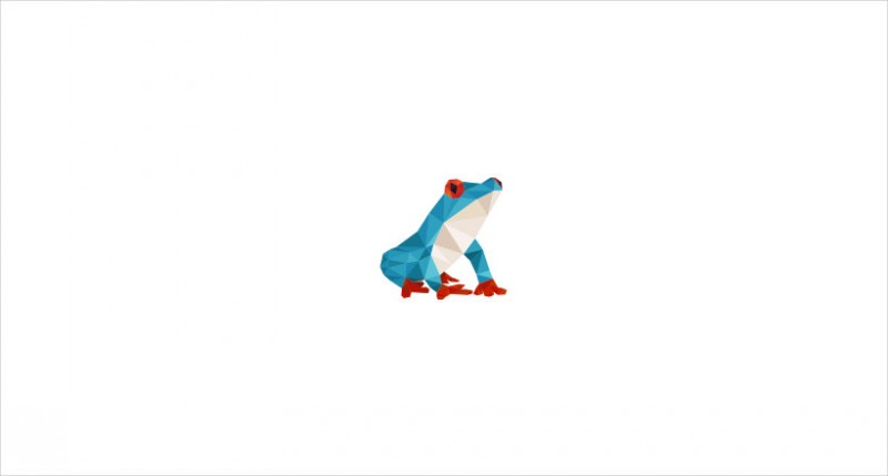 Tiny blue geometric frog with red eyes and legs tattoo design