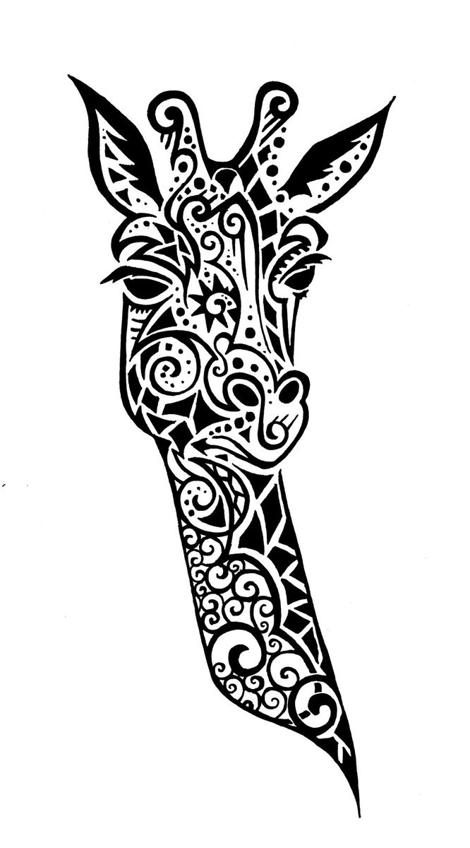 Tired tribal giraffe tattoo design