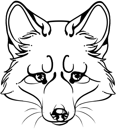 Touching outline fox muzzle tattoo design
