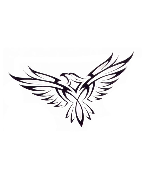 Tribal-designed flying eagle tattoo design