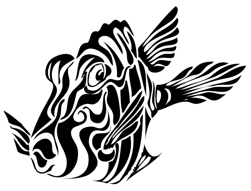 Tribal black flash fish tattoo design
