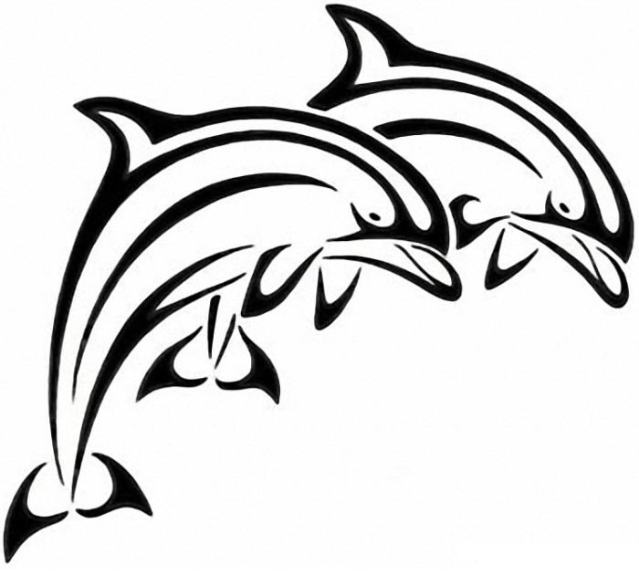 Tribal dolphin twins tattoo design