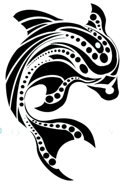 Tribal dolphin with spotted print tattoo design