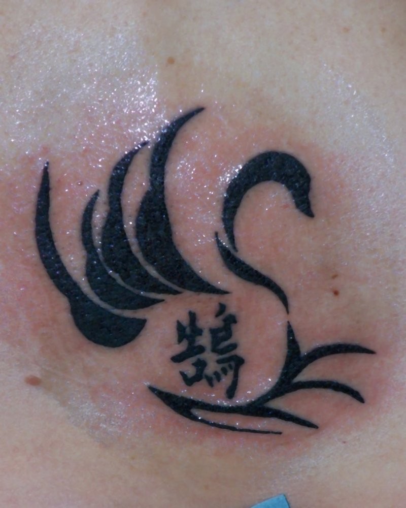 elegante tribale inchiostro nero cigno tatuaggio