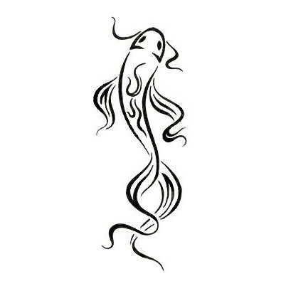 Tribal koi fish with swirly flippers tattoo design