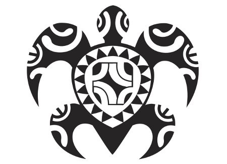 Tribal maori ornamented turtle tattoo design