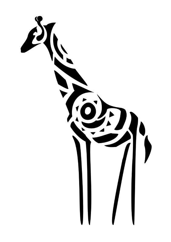 Tribal thin-legged giraffe tattoo design