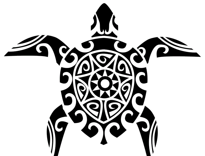 Tribal turtle with sun pattern on shell tattoo design