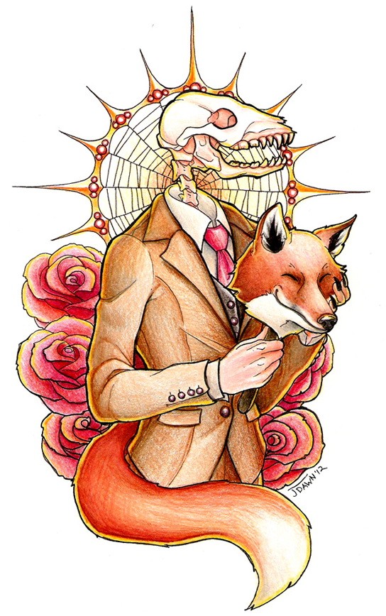 Tricky fox skeleton keeping his mask by Zilly Whoooore