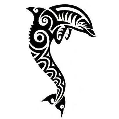 Unique black-ink printed standing dolphin tattoo design
