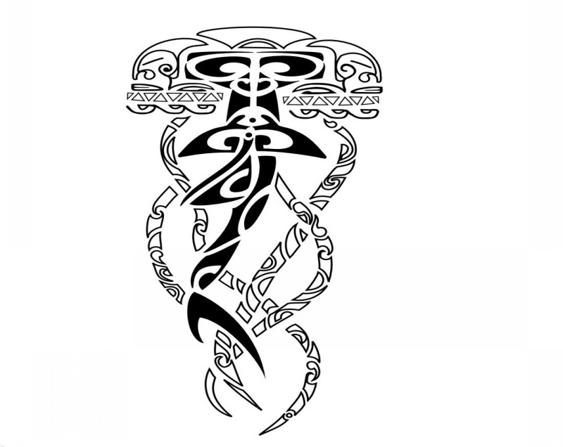Unique polynesian-patterned jellyfish tattoo design