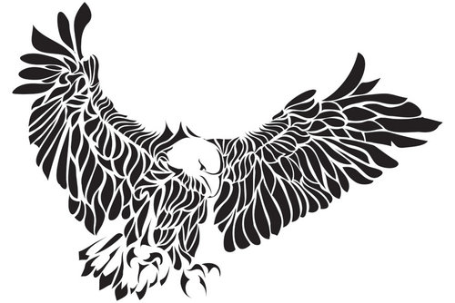 Unique tribal flying eagle tattoo design