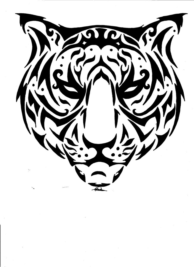 Unique tribal tiger muzzle tattoo design