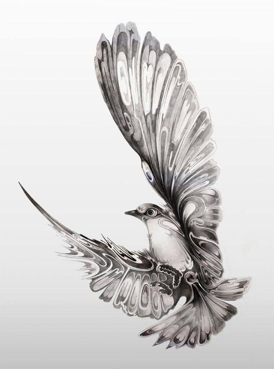 Unuque grey-patterned dove tattoo design