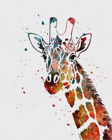 Unuque montly watercolor giraffe head tattoo design