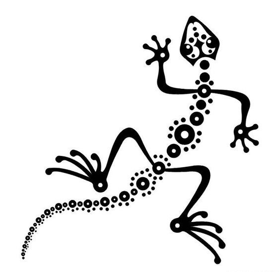 Unusual black circle-patterned lizard tattoo design