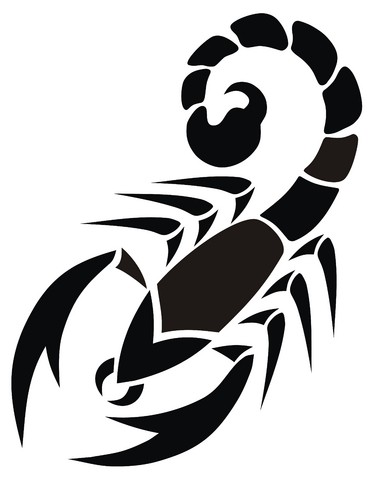 Unusual shape full black scorpion tattoo design