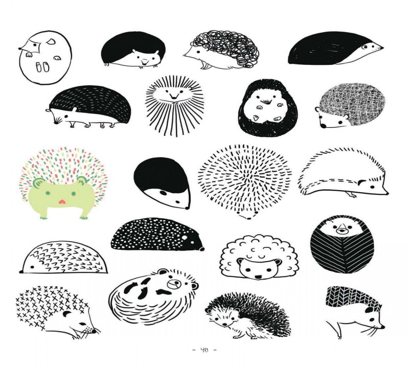 Unusual small hedgehogs for tattoo with different designs