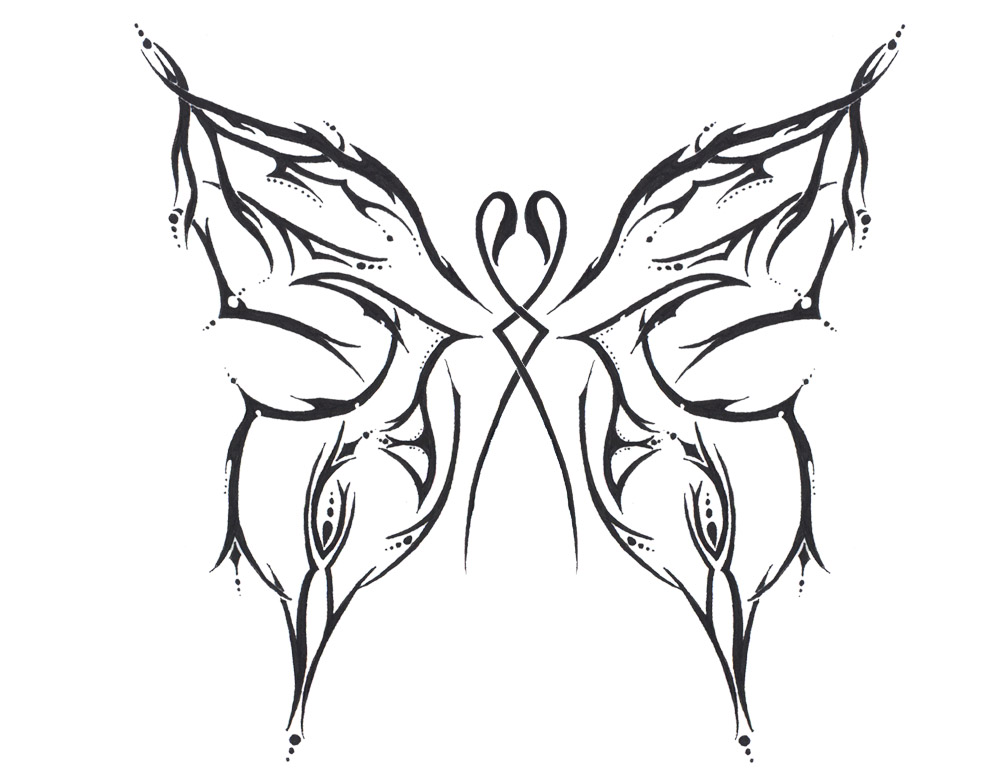 Unusual tribal butterfly tattoo design by Kalia