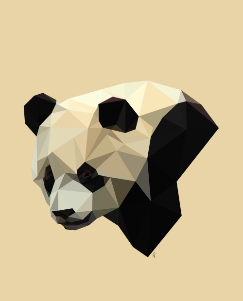 Upset geometric panda in profile tattoo design