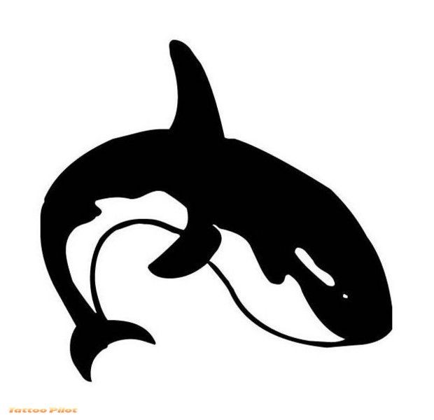 Usual black-and-white dolphin jumping down tattoo design