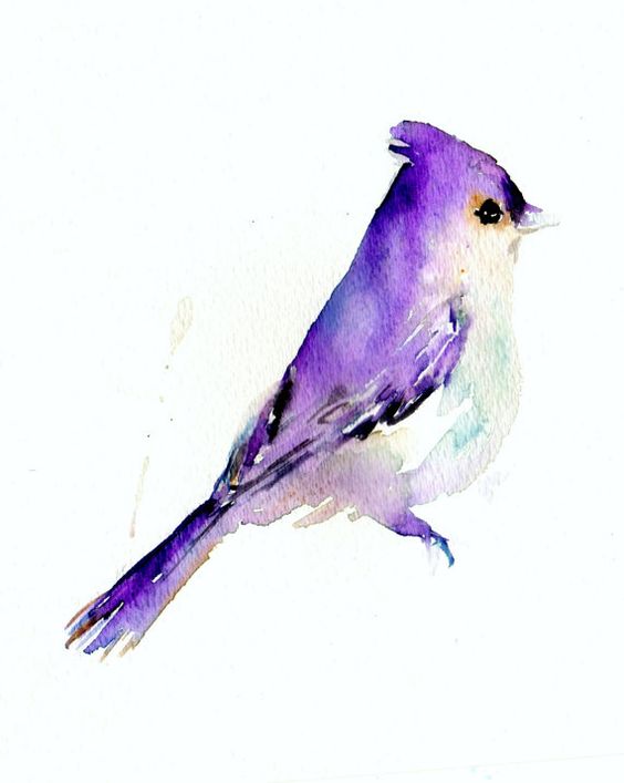 Violet watercolor bird tattoo design